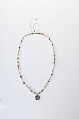 Sertifikalı İkizler Burcu Doğal Taş Makrome Kolye - 5