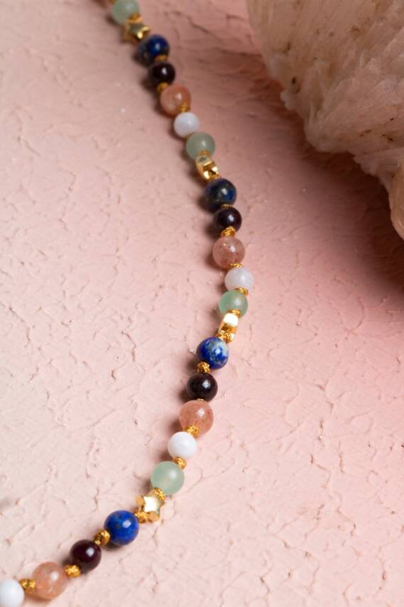 Sertifikalı İkizler Burcu Gümüş Yıldızlı Doğal Taş Kolye - 2