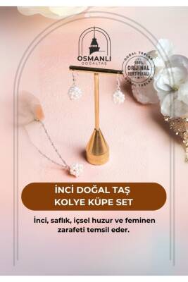 Sertifikalı İnci Doğal Taş Kolye Küpe Set - 2