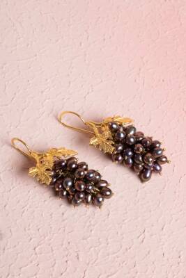 Sertifikalı İnci Doğal Taşlı El İşçiliği Tasarım Gümüş Küpe - 4