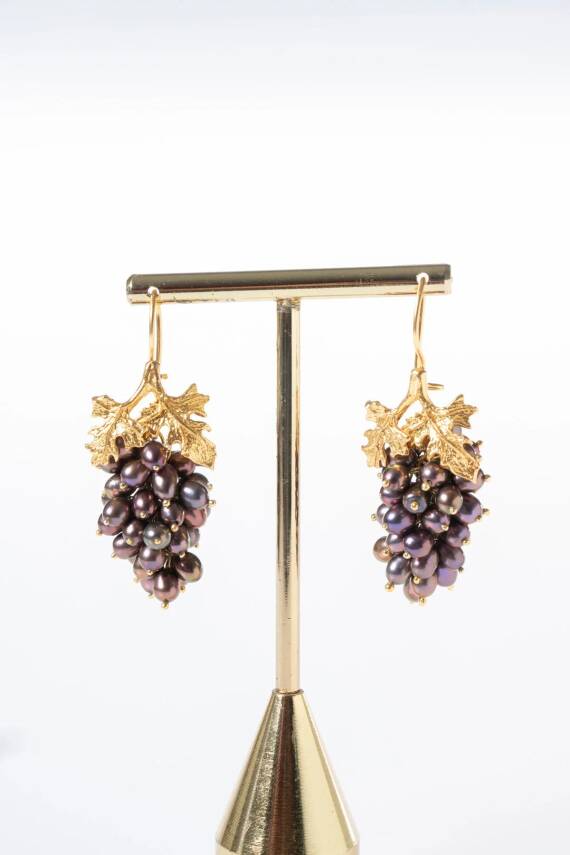 Sertifikalı İnci Doğal Taşlı El İşçiliği Tasarım Gümüş Küpe - 5