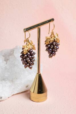 Sertifikalı İnci Doğal Taşlı El İşçiliği Tasarım Gümüş Küpe - 2