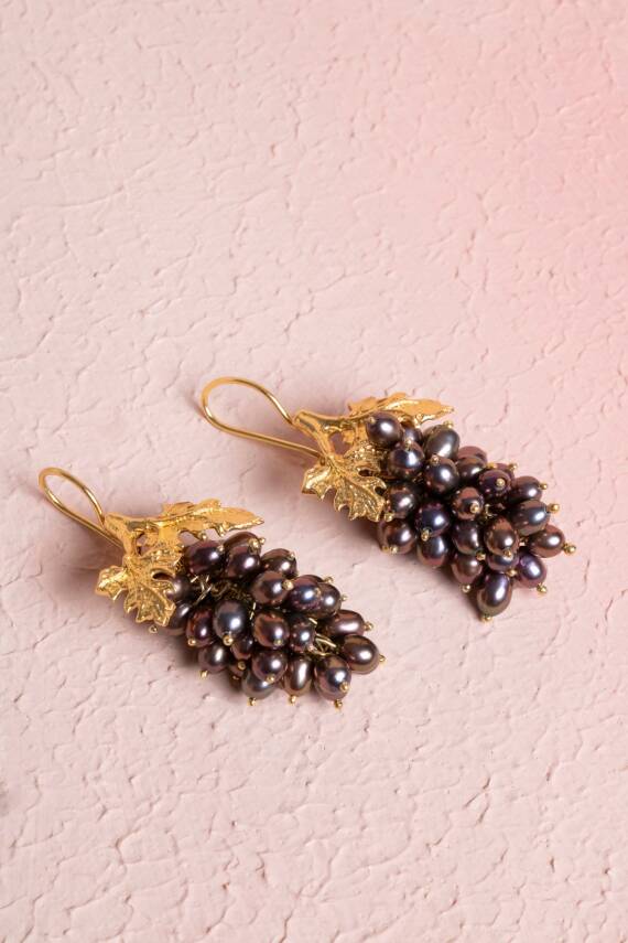 Sertifikalı İnci Doğal Taşlı El İşçiliği Tasarım Gümüş Küpe - 3