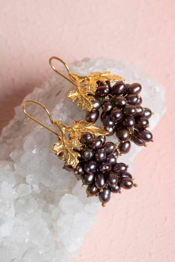 Sertifikalı İnci Doğal Taşlı El İşçiliği Tasarım Gümüş Küpe - 4