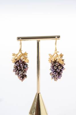 Sertifikalı İnci Doğal Taşlı El İşçiliği Tasarım Gümüş Küpe - 5