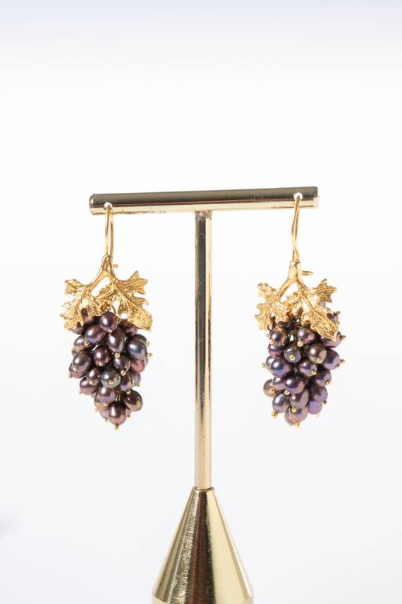 Sertifikalı İnci Doğal Taşlı El İşçiliği Tasarım Gümüş Küpe - 5