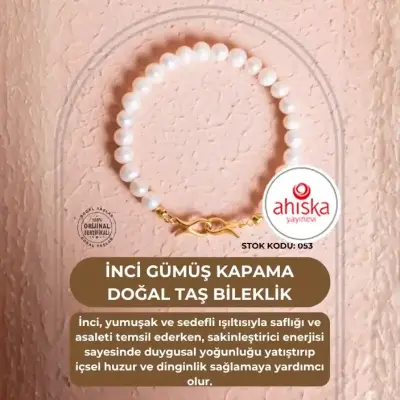 Sertifikalı İnci Gümüş Kapama Doğal Taş Bileklik (SK053) - Doğal Taş (1)