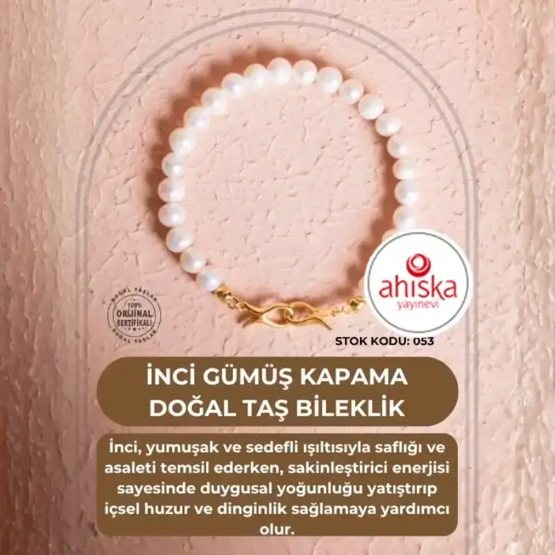 Sertifikalı İnci Gümüş Kapama Doğal Taş Bileklik (SK053) - 2