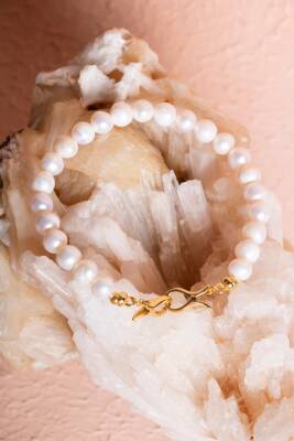 Sertifikalı İnci Gümüş Kapama Doğal Taş Bileklik (SK:053) - 5