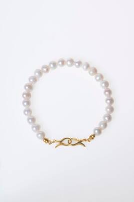 Sertifikalı İnci Gümüş Kapama Doğal Taş Bileklik (SK:053) - 6