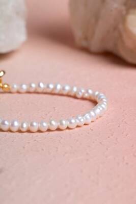 Sertifikalı İnci Gümüş Kapama Doğal Taş Bileklik (SK:381) - 3