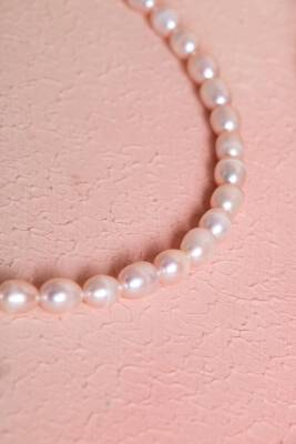 Sertifikalı İnci Gümüş Kapama Doğal Taş Kolye (SK:048) - 5