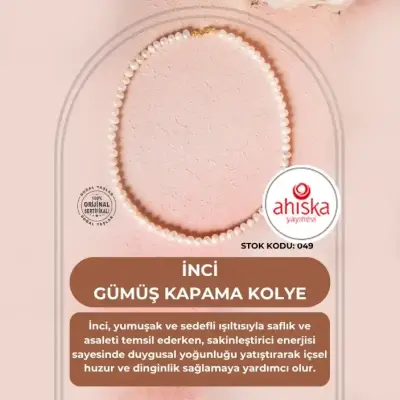 Sertifikalı İnci Gümüş Kapama Doğal Taş Kolye (SK049) - Doğal Taş (1)
