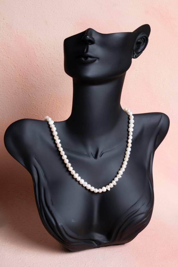 Sertifikalı İnci Gümüş Kapama Doğal Taş Kolye (SK:049) - 3