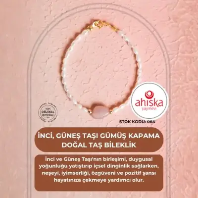 Sertifikalı İnci, Güneş Taşı Gümüş Kapama Doğal Taş Bileklik (SK064) - Doğal Taş (1)