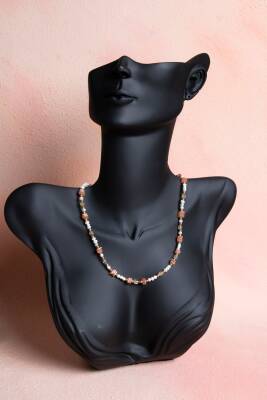 Sertifikalı İnci, Güneş Taşı, Hematit Doğal Taş Kolye (SK:024) - 3