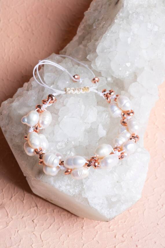 Sertifikalı İnci, Hematit Doğal Taş Bileklik - 2