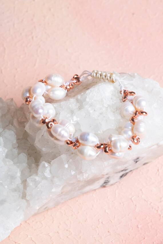 Sertifikalı İnci, Hematit Doğal Taş Bileklik - 4