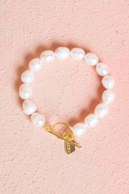 Sertifikalı İnci & Kelebek Figürlü Gümüş Aparatlı Doğal Taş Bileklik (SK:052) - Osmanlı Doğal Taş