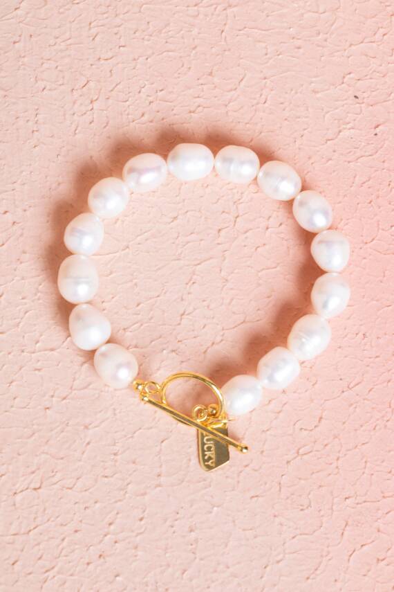 Sertifikalı İnci & Kelebek Figürlü Gümüş Aparatlı Doğal Taş Bileklik (SK:052) - 1