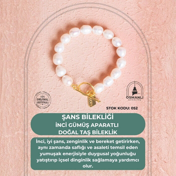 Sertifikalı İnci & Kelebek Figürlü Gümüş Aparatlı Doğal Taş Bileklik (SK:052) - 2