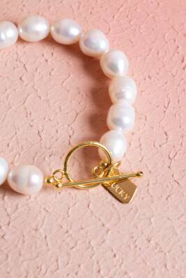 Sertifikalı İnci & Kelebek Figürlü Gümüş Aparatlı Doğal Taş Bileklik (SK:052) - 3