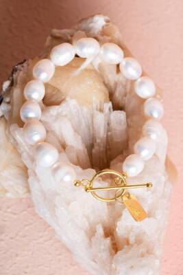 Sertifikalı İnci & Kelebek Figürlü Gümüş Aparatlı Doğal Taş Bileklik (SK:052) - 5