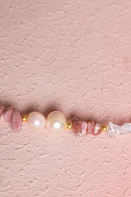 Sertifikalı İnci, Kuvars, Rodokrozit Doğal Taş Kolye (SK:025) - 5