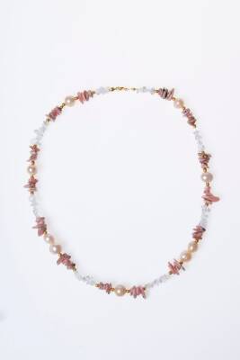 Sertifikalı İnci, Kuvars, Rodokrozit Doğal Taş Kolye (SK:025) - 6