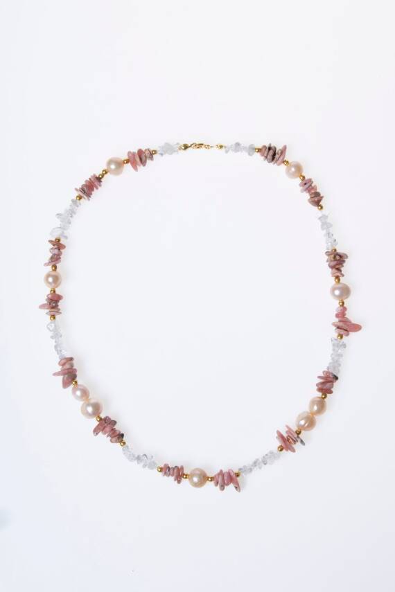 Sertifikalı İnci, Kuvars, Rodokrozit Doğal Taş Kolye (SK:025) - 6