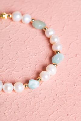 Sertifikalı İnci, Larimar Gümüş Aparatlı Doğal Taş Bileklik (SK:056) - 5