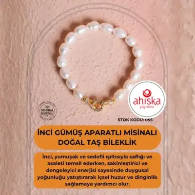 Sertifikalı İnci Misinalı Gümüş Aparatlı Doğal Taş Bileklik (SK055) - Doğal Taş (1)