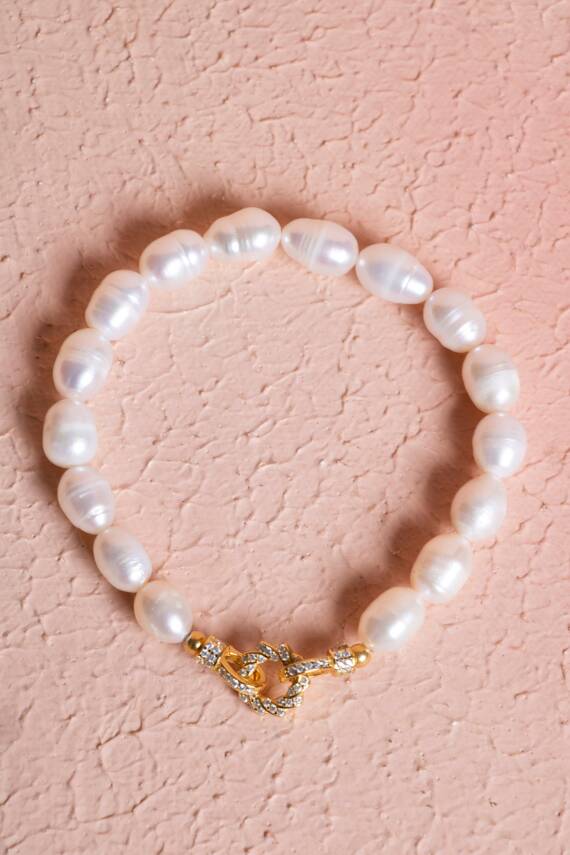 Sertifikalı İnci Misinalı Gümüş Aparatlı Doğal Taş Bileklik (SK:055) - 1