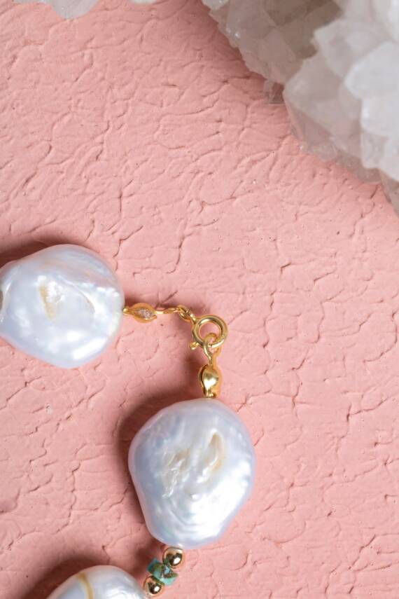 Sertifikalı İnci, Turkuaz Doğal Taş Bileklik - 4