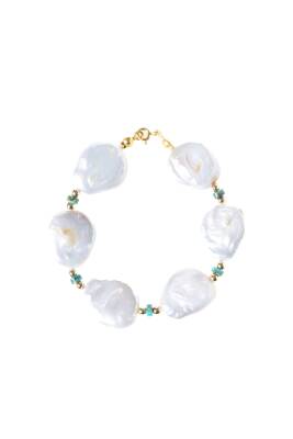 Sertifikalı İnci, Turkuaz Doğal Taş Bileklik - 5