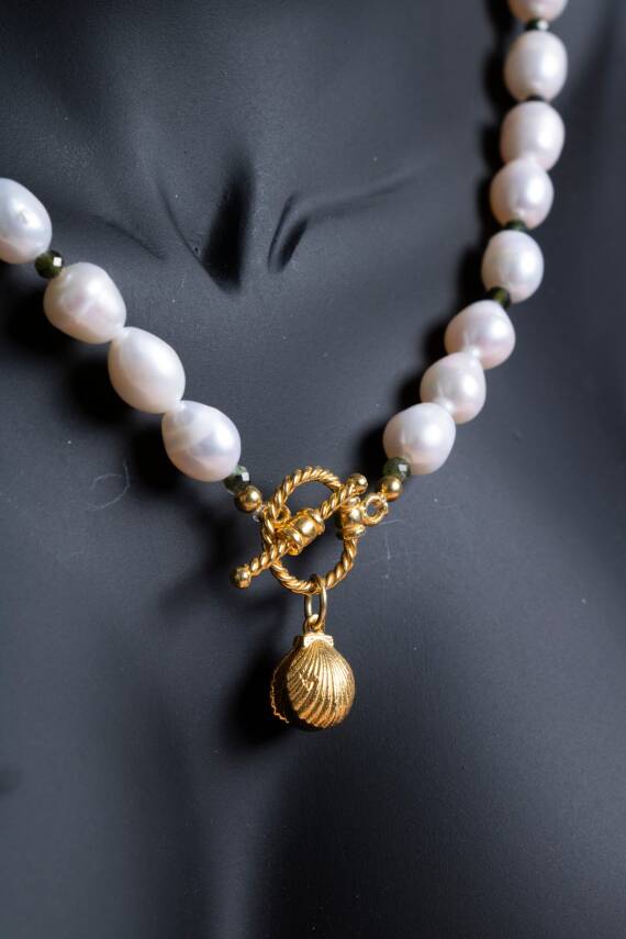 Sertifikalı İnci, Yeşim Gümüş Aparatlı Doğal Taş Kolye (SK:022) - 4