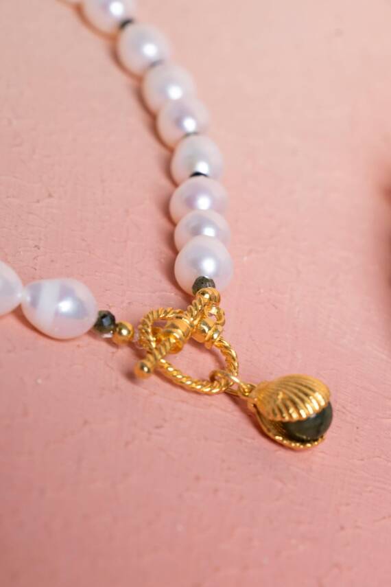 Sertifikalı İnci, Yeşim Gümüş Aparatlı Doğal Taş Kolye (SK:022) - 5