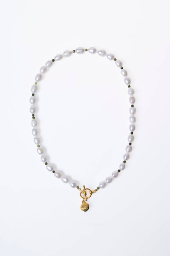 Sertifikalı İnci, Yeşim Gümüş Aparatlı Doğal Taş Kolye (SK:022) - 6