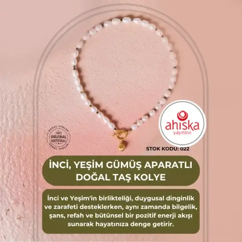 Sertifikalı İnci, Yeşim Gümüş Aparatlı Doğal Taş Kolye (SK022) - 2