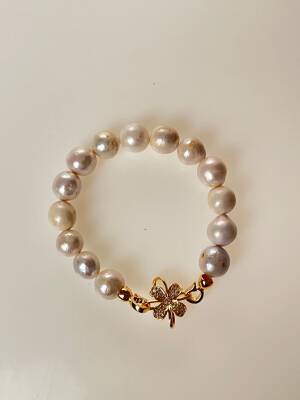 Sertifikalı İnci Zirkon Çiçek Aparatlı Doğal Taş Bileklik (SK:442) - 7