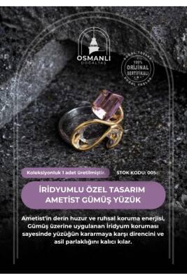 Sertifikalı İridyumlu Ametist Özel Tasarım Gümüş Yüzük (Kadın) (SK:005) - 2