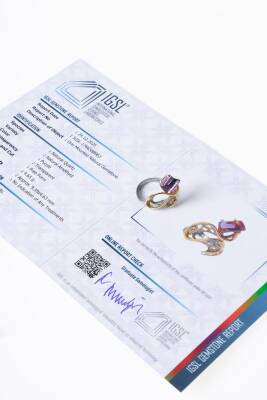 Sertifikalı İridyumlu Ametist Özel Tasarım Gümüş Yüzük (Kadın) (SK:005) - 6