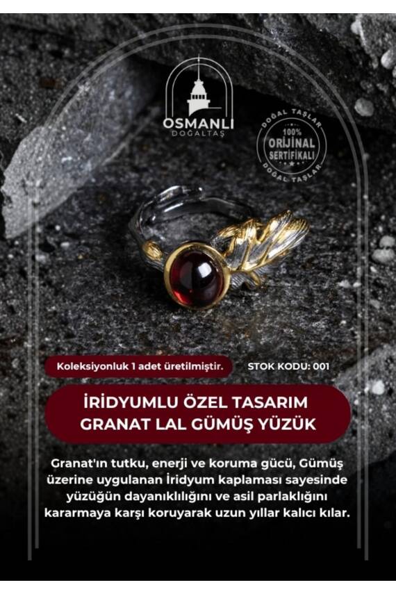 Sertifikalı İridyumlu Granat Lal Özel Tasarım Gümüş Yüzük (Kadın) (SK:001) - 2