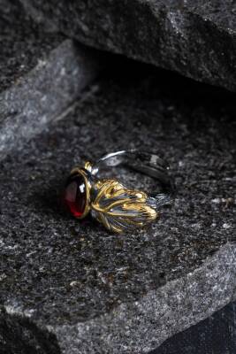 Sertifikalı İridyumlu Granat Lal Özel Tasarım Gümüş Yüzük (Kadın) (SK:001) - 5