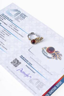 Sertifikalı İridyumlu Granat Lal Özel Tasarım Gümüş Yüzük (Kadın) (SK:001) - 6