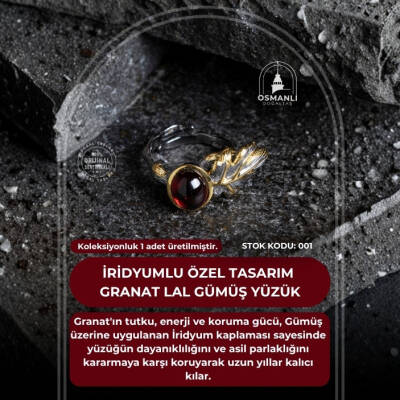 Sertifikalı İridyumlu Granat Lal Özel Tasarım Gümüş Yüzük (SK:001) - 2