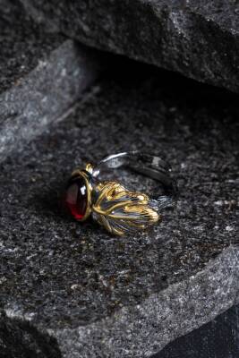 Sertifikalı İridyumlu Granat Lal Özel Tasarım Gümüş Yüzük (SK:001) - 3