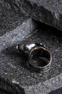 Sertifikalı İridyumlu Gümüş İnci Özel Tasarım Yüzük - 4