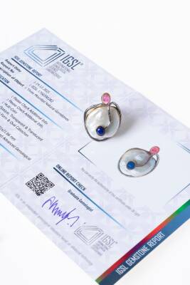 Sertifikalı İridyumlu İnci, Turmalin, Lapis Lazuli Özel Tasarım Gümüş Yüzük (Kadın) (SK:006) - 6