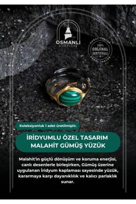 Sertifikalı İridyumlu Malahit Gümüş Özel Tasarım Yüzük (Kadın) - 2